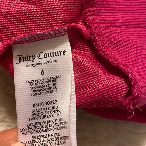 Juicy Couture fuzzy girls’ size 6 pink long sleeve faux-fur  crewneck - Picture 7 of 7